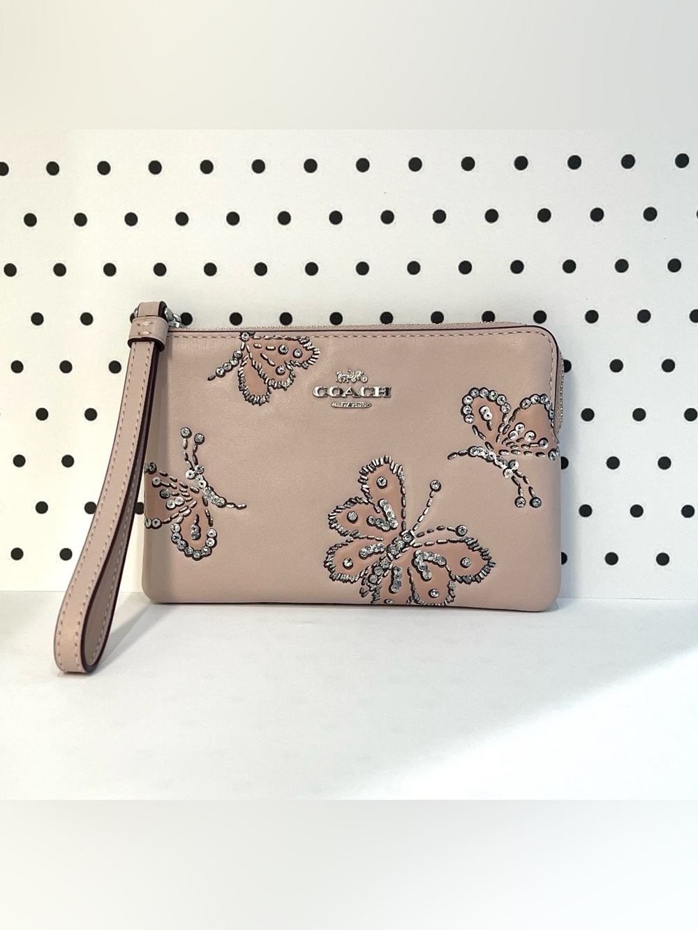 COACH Outlet Sparkly Butterfly Print Wristlet
